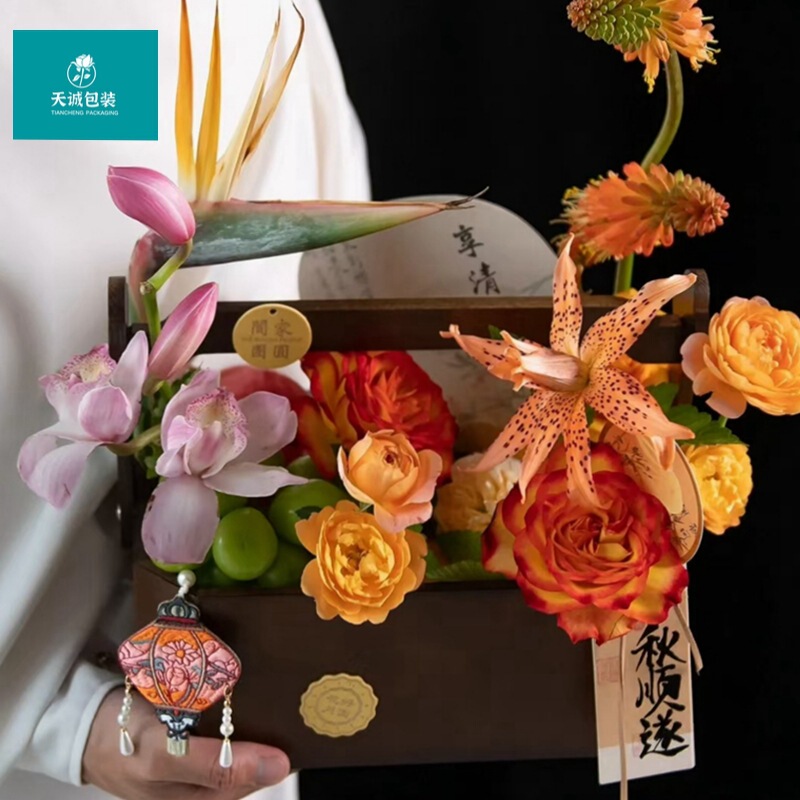 中秋節の中国式の復古の八角の箱は花のかごの花の月餅の果物の花の箱の花の芸の生け花の贈り物の箱を持ちます。|undefined