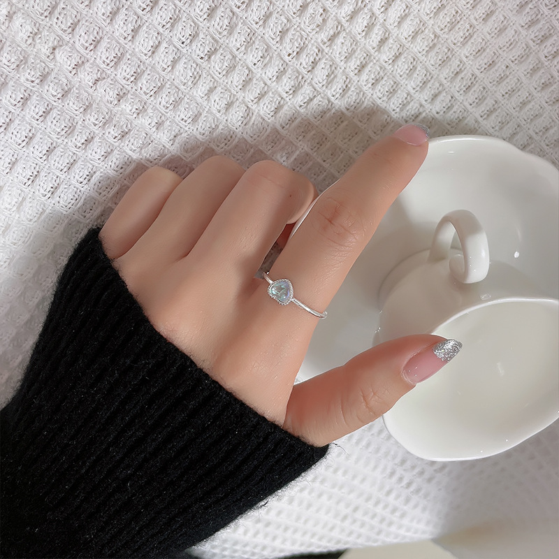 Simple Style Heart Shape Copper Moonstone Open Ring In Bulk display picture 2