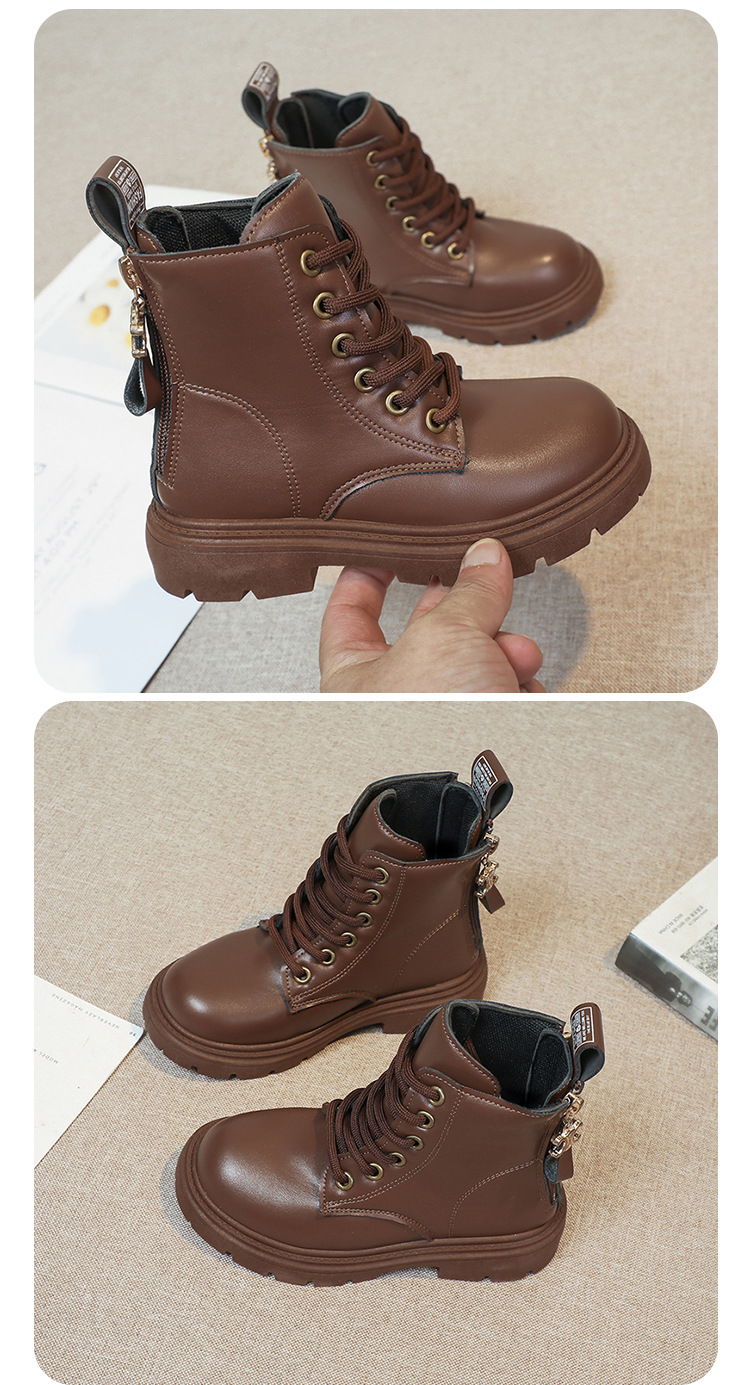 2024 Autumn/Winter New Children's Martin Single Boys' Velvet Short Warm Girls' Soft Bottom Leather Boots_voghion.com