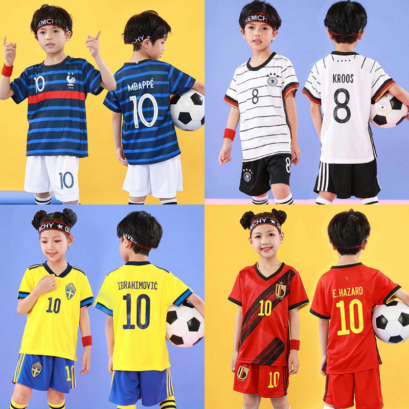 儿童足球服短袖套装夏季新款2022训练运动服7号C罗30号梅西足球衣