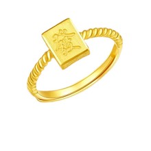 沙金潮玩赢家系列女戒麻将发戒指铜镀金发财创意时尚指环首饰