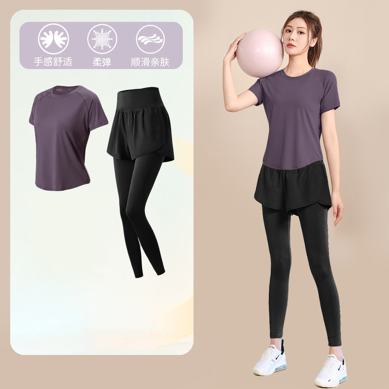 ランニングスポーツスーツ女性のための 2025 新しいフィットネストレーニングヨガ服速乾性衣類屋外プロフェッショナル通気性朝のランニング服|undefined