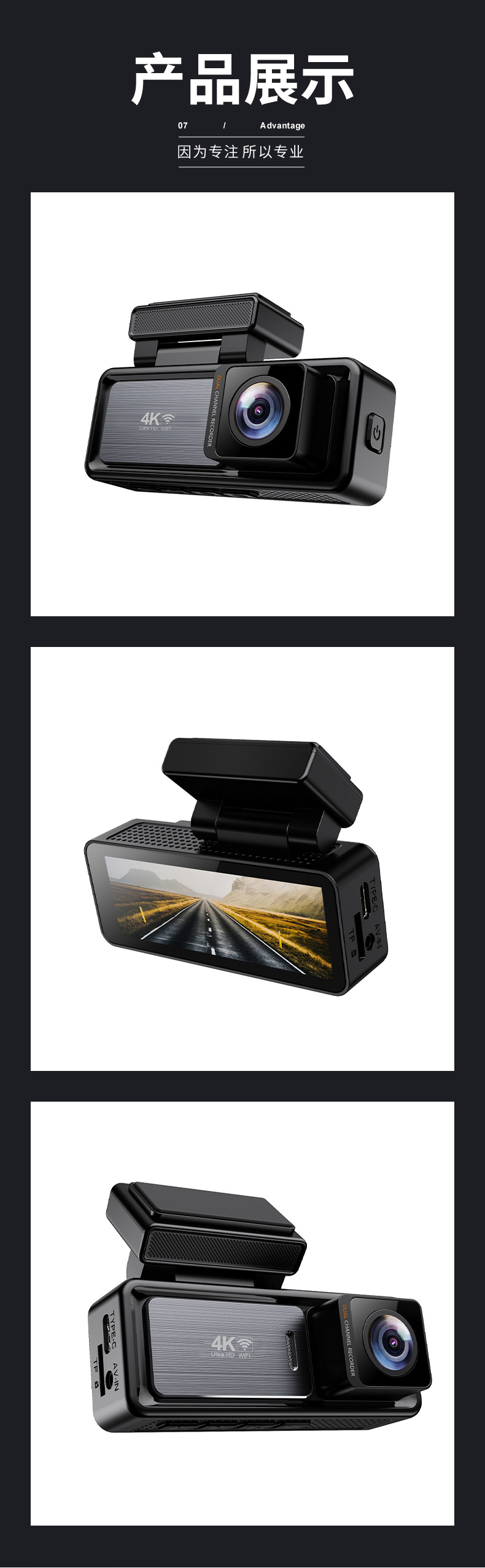 Cross-Border New Model Dash Cam 3.2inch Hd 4K Dual Recording Front and Rear Camera Wifi Night Vision Car Recorder
