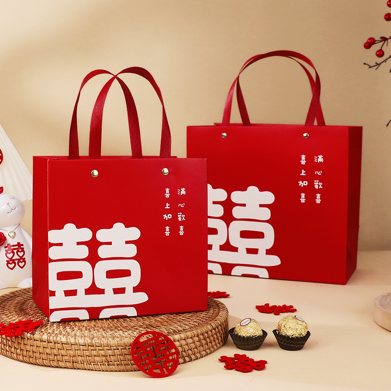 2022 Wedding-Specific Tote Bag Engagement Candy Box Gift Bag Bridal Favors Handbag Bridesmaid Tote Red Envelope