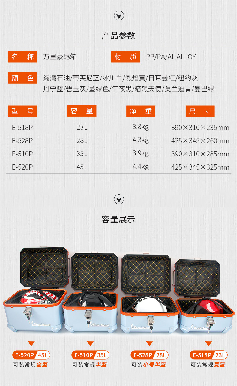 Wanlihao Victoria 150/250/300 motorcycle tail box, electric vehicle trunk, non-aluminum alloy storage