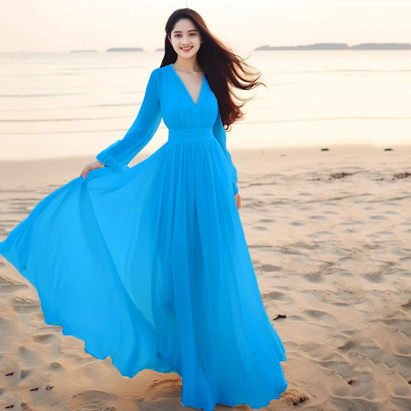 Summer white shiffon long skirt