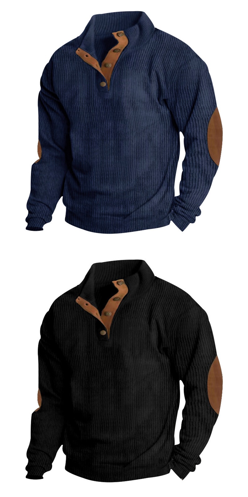 Corduroy Patchwork Shirt Jacket For Men Vintage Casual Style_voghion.com