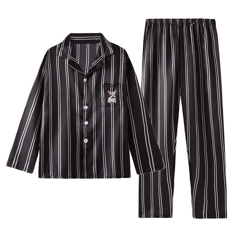 Venta al por mayor pareja pijamas primavera y otoño hielo seda manga larga hombres y mujeres 2022 nueva seda real más tamaño verano ropa para el hogar