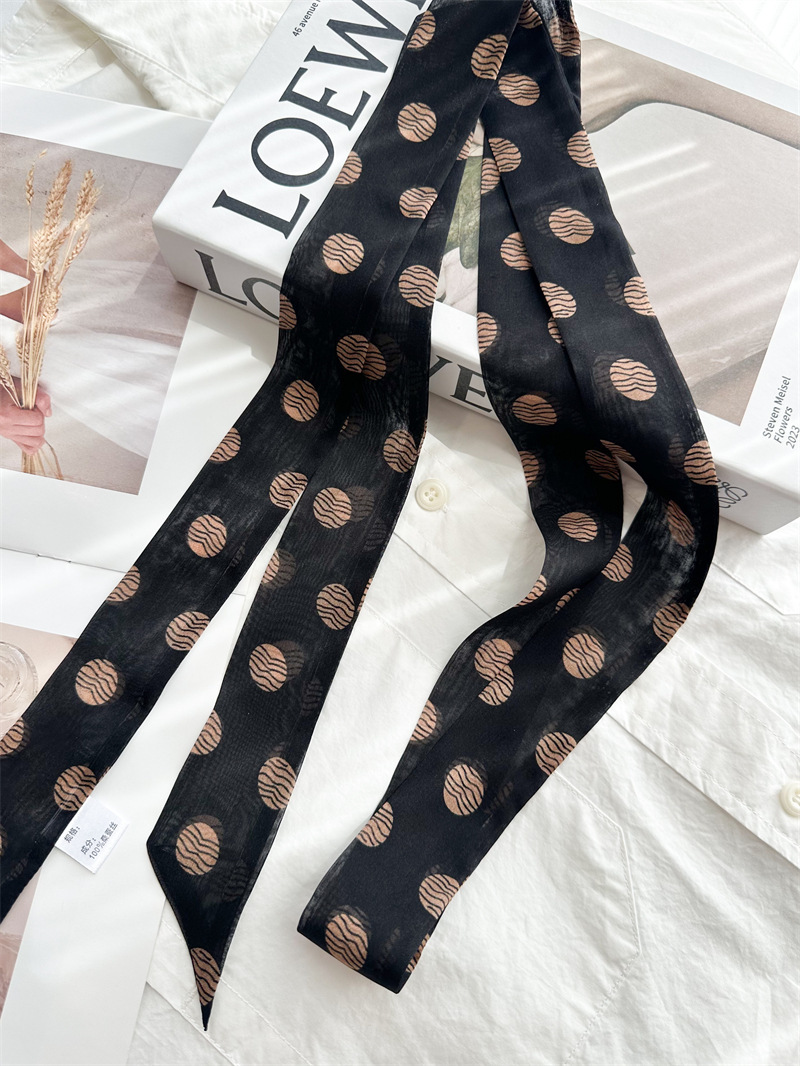 Cinta de seda 100% morera, punto de onda, cinta estrecha, cinta para el cabello de seda, cinta para el cuello de primavera y verano, bufanda de seda de alta calidad, bufanda