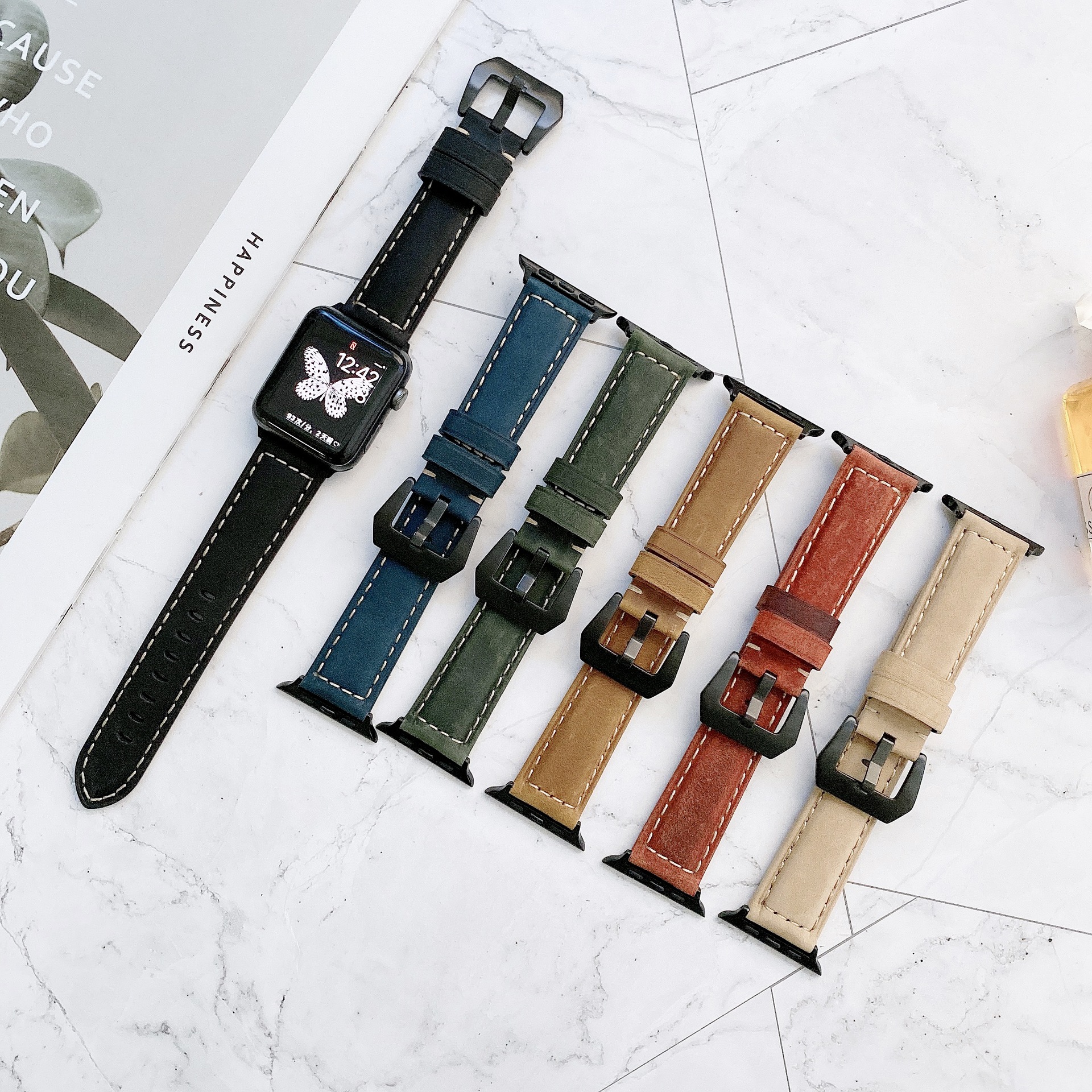 Applicable Apple apple watch2/3/4/5/6 intelligence genuine leather Watch strap Big head A wrist Manufactor Direct selling