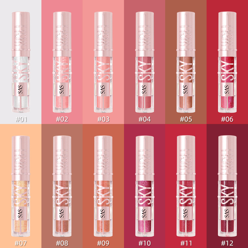 SAS venta al por mayor transfronteriza venta caliente espejo impermeable brillo de labios con luz de agua esmalte de labios nacarado hidratante SAC152