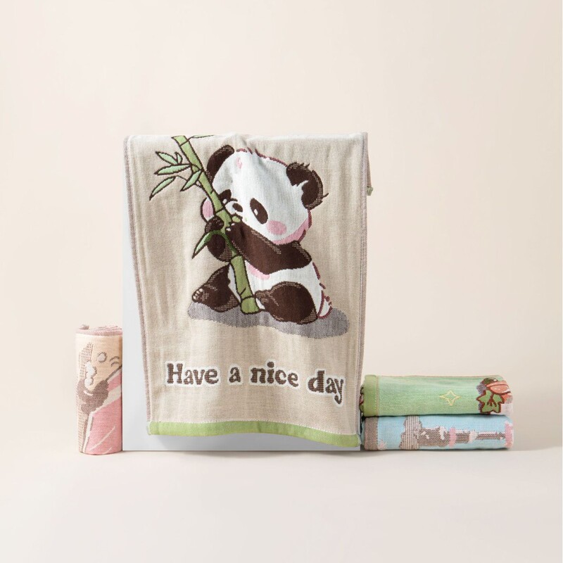 Cotton towel children's gauze children's towel cotton a cartoon small towel baby jacquard hanging face towel wholesale
