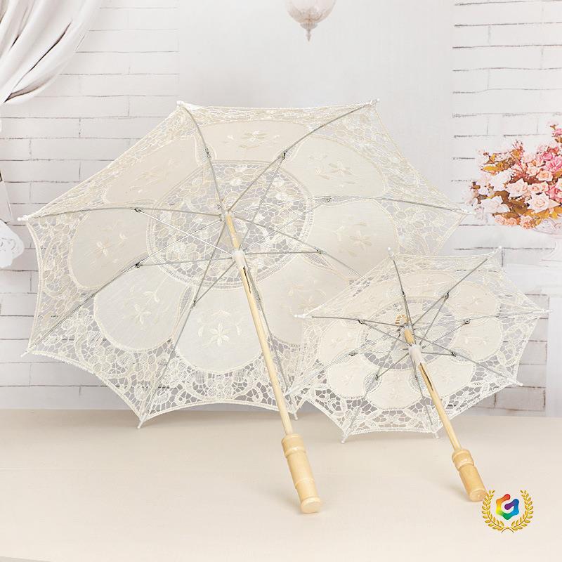Embroidered Lace Umbrella Photography Prop Umbrella Wooden Handle Dance Umbrella Vintage Court Umbrella Silk Cloth Small Umbrella