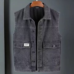 高級カウボーイ馬甲男潮牌ins春秋新袖なし工装馬甲カン肩ベスト香港風コート男