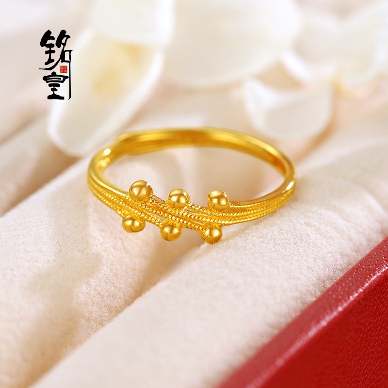 越南沙金多层转运珠戒指仿黄金色活口指环时尚手饰女厂家直播直供