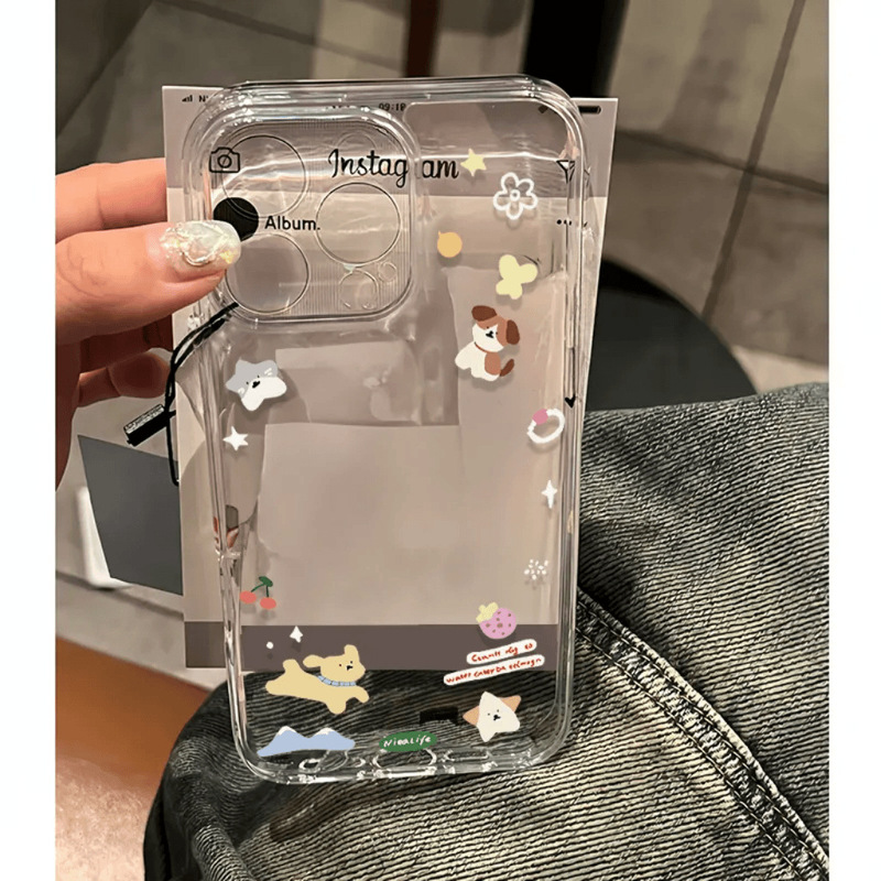 Flower Puppy Phone Case Suitable for Apple 17Promax, Iphone16 New Model, 14 Niche, 13 Soft Case, 12 Simple