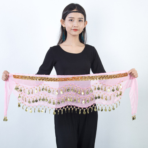 Belly dance practice Phnom Penh 98 waist chain new beginner oriental dance belt Indian dance waist scarf stage performance