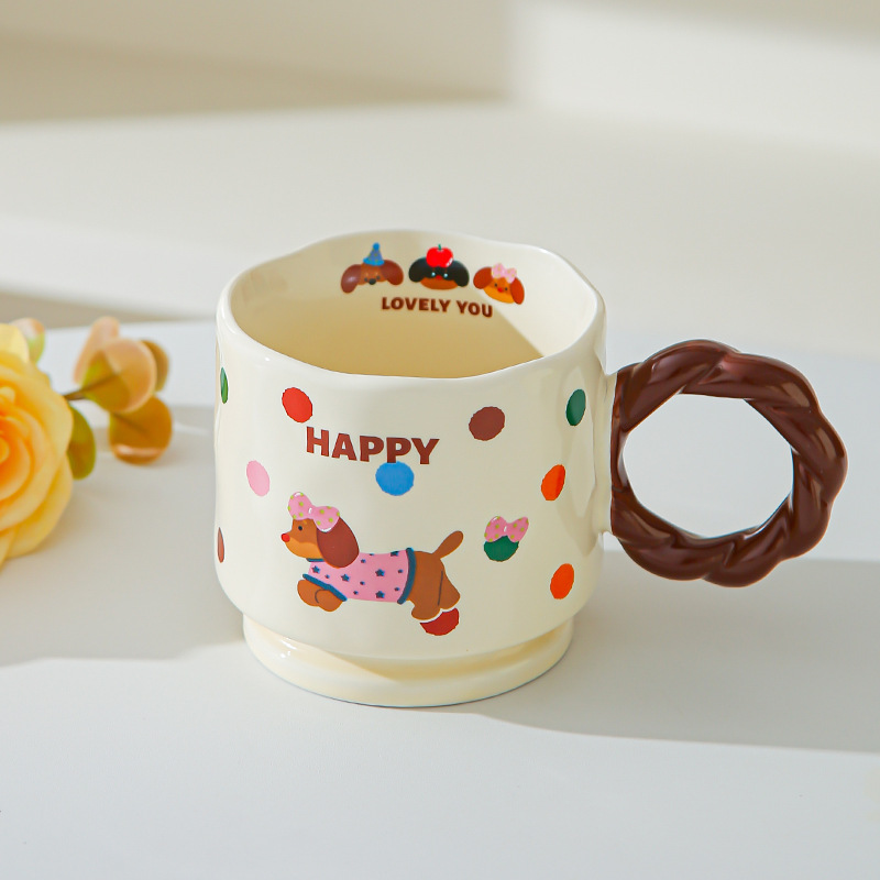 Creativo encantador dibujos animados taza de cerámica Boog taza de alta cara taza de marca taza de pareja taza de agua potable doméstica