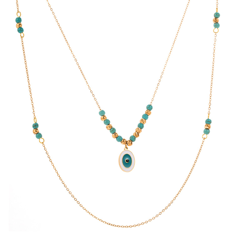 Fashion Heart Shape Titanium Steel Plating Layered Necklaces 1 Piece