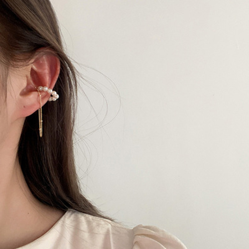 Retro pearl tassel ear bone clip temperament ear clip earringspicture5