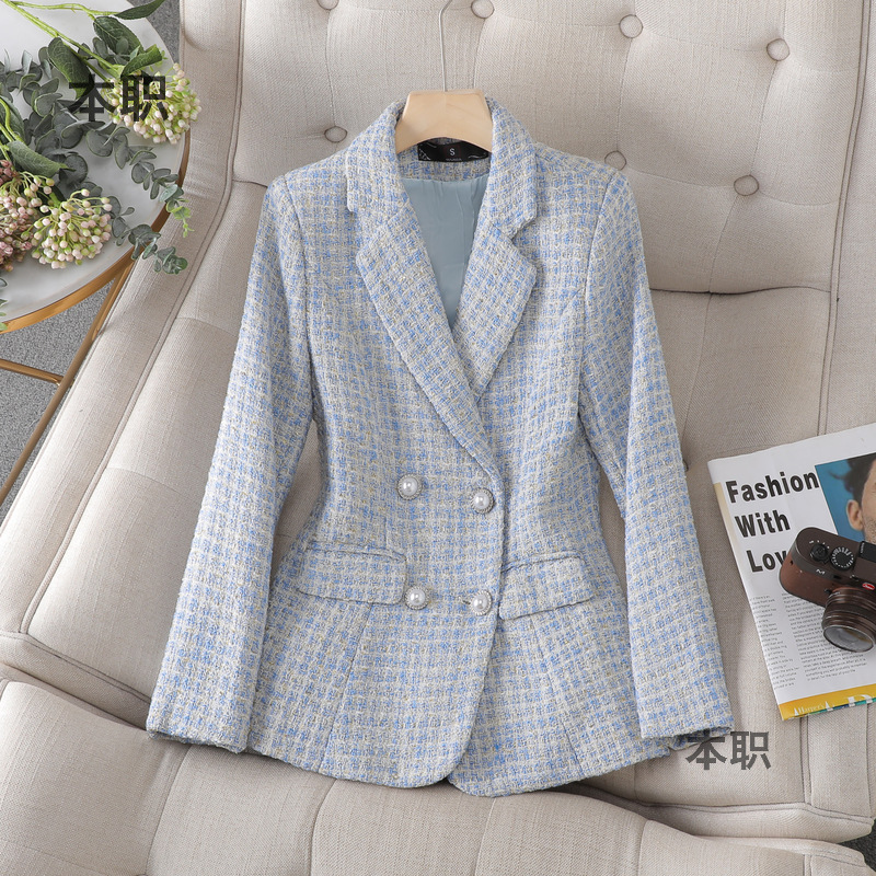 French Style Tweed Suit Jacket for Women 2023 Autumn New Style Women's High-End Goddess Style Small Suit