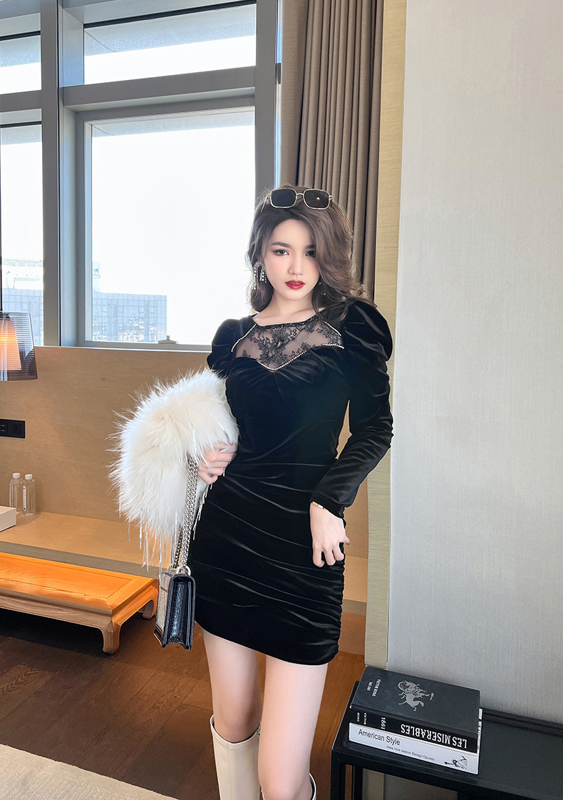 B7821 1120K VÁY ĐẦM LIỀN THÂN NỮ CHOTDNG LƯỚI MỎNG MÙA XUÂN THU ĐÔNG THỜI TRANG NỮ REN G04 SẢN PHẨM MỚI