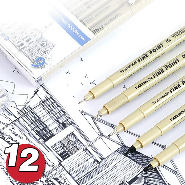 Waterproof Needle Pen Student Art Cartoon Architectural Design Black Sign Pen Hand-drawn Sketch