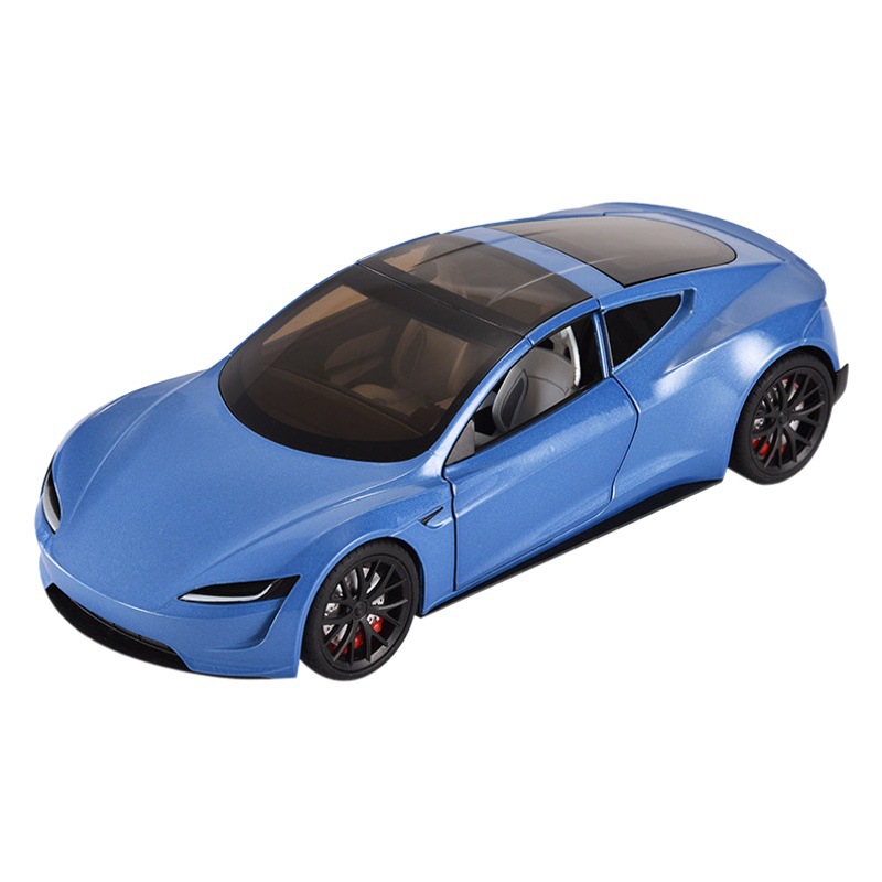 Modelo de coche de aleación XLG 1:24 Tesla R Roadster con sonido y luz, modelo de música de coche de juguete, accesorios