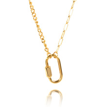 时尚椭圆环项链女ins网红几何锁骨链气质小清新钛钢18k金项链