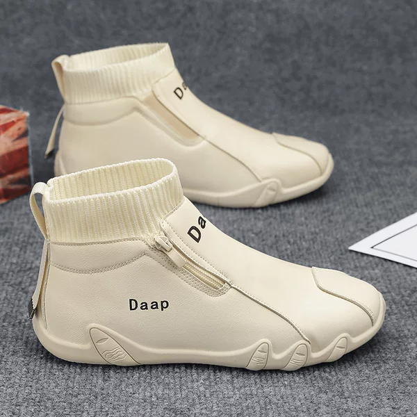 Men's Shoes Autumn and Winter Non-Slip Versatile Wear-Resistant Boots One-Leg Casual Shoes Men's British Style High-Top Leather Boots