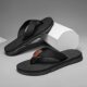 2025 new summer flip-flops men's leisure beach tow high-grade thick bottom excrement feeling clip feet non-slip wear-resistant