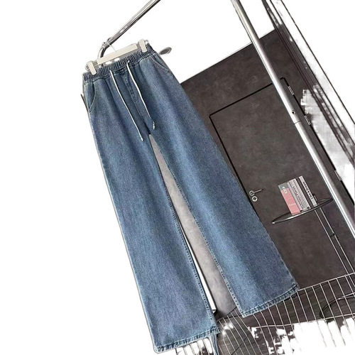 Relaxed Waist Spring and Summer Women's Plus Size High-Waisted Slim Straight Leg Pants for Chubby Sisters, Loose and Versatile Fashion Pants