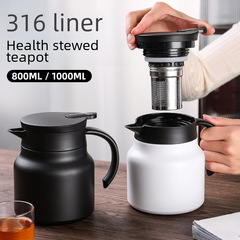 New style tea pot 316 stainless steel pot tea water separation household old white tea brewing tea pot handle office coffee pot 