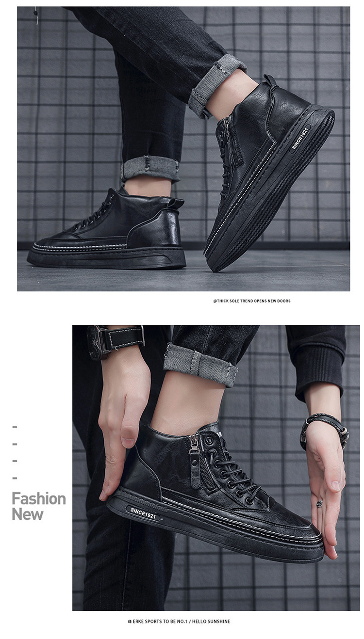 Herren Sommer und Herbst Neue Martin High Top Board Trend Vielseitige schwarze Arbeitskleidung Stiefel Sport Freizeitschuhe Männer_voghion.com