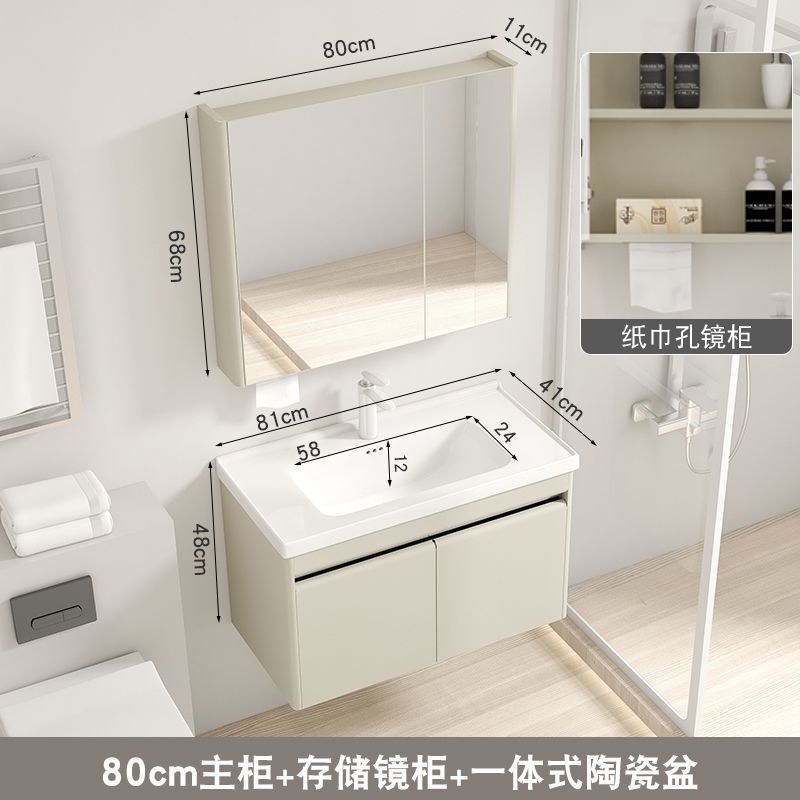 41 ancho de acero inoxidable gabinete de baño de cerámica cuenca integrada pequeño apartamento baño lavabo combinación