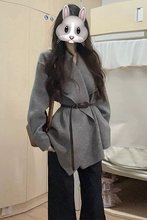 感收腰气质针织毛衣外套女新款春夏纯色中长款外搭开衫厚