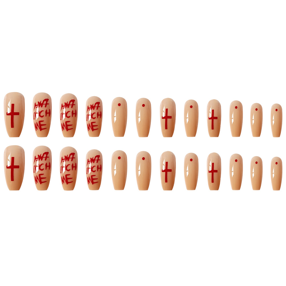 Comercio extranjero venta trapezoidal brillante desnuda base graffiti cruz de uñas 24 piezas de uñas falsas al por mayor