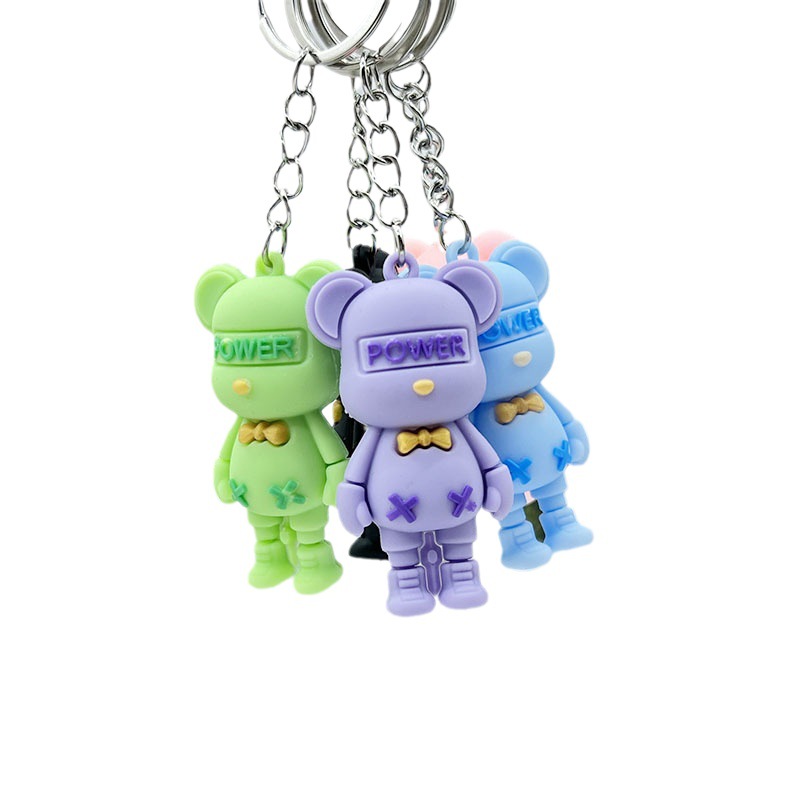 (2개) 울 베어 키 체인 펜던트 칼라 곰 키 체인 폭력 곰 키 체인 인형 펜던트 곰 키 체인