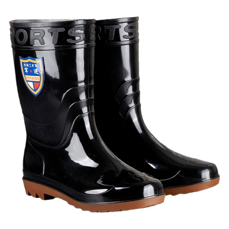 Мужские круглые головки среднего цилиндра дождевые сапоги на склоне каблуке водная обувь на низком каблуке толстые сапоги для дождя мужские удобные резиновые туфли оптом строительная площадка сапоги