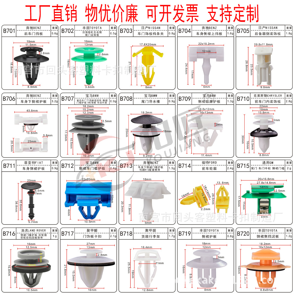 汽车侧护板 门饰板护板 内衬护板 前后车轮眉 行李箱机盖饰板卡扣
