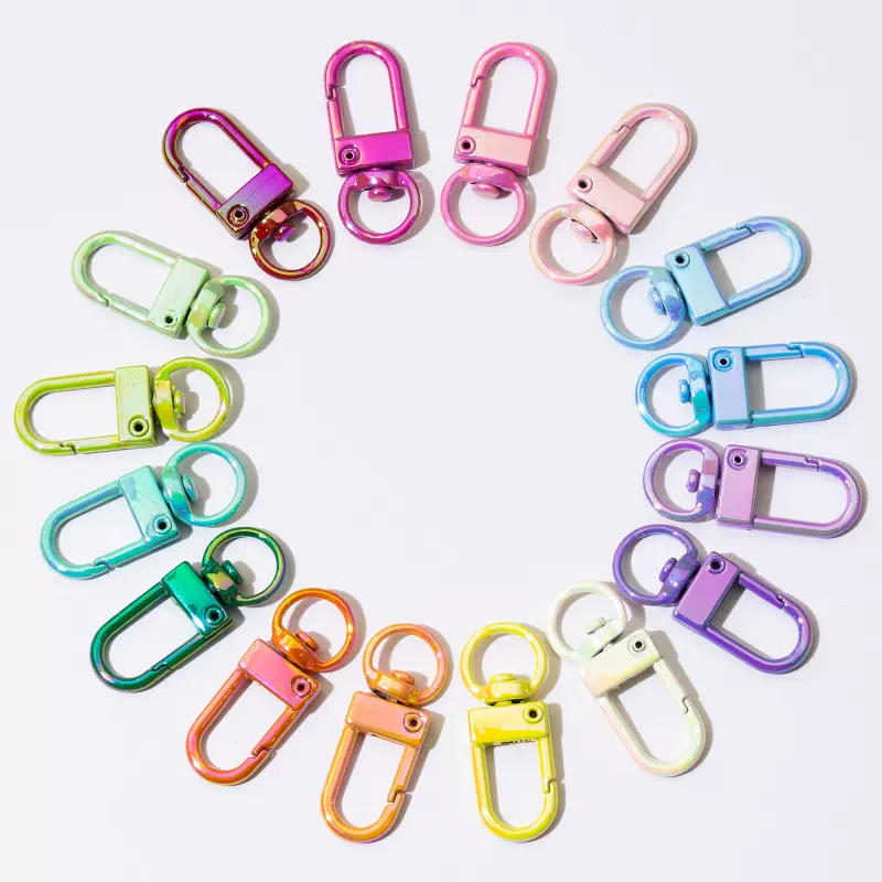 彩色弹簧扣uv炫彩开口环电镀门扣钥匙扣DIY配件合金连接环