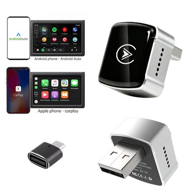 Simsiz CarPlay və Android Auto CarPlay box wired to - k8-silver-adapter-overseas-version