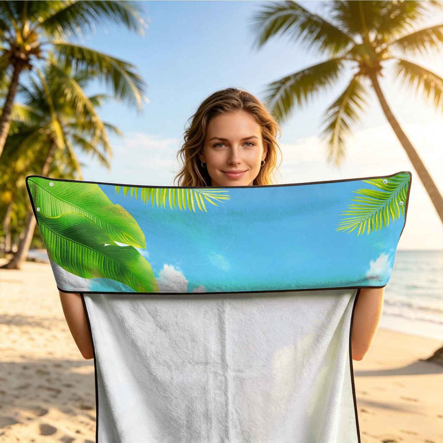 Summer bath towel and car seat cover 2-in-1, ultra-fine fiber outdoor beach and car dual-use universal seat cushion