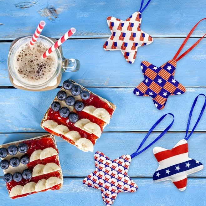 Inventario transfronterizo 12 paletes de algodón Día de la Independencia de los Estados Unidos pentagonal colgantes de decoración del Día Nacional