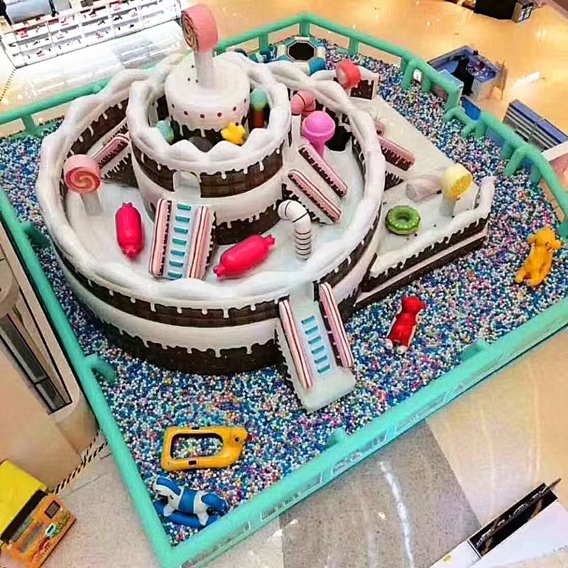 工厂新款充气蛋糕滑梯娱乐城 儿童乐园设备运动户外项目 游艺设施|ms