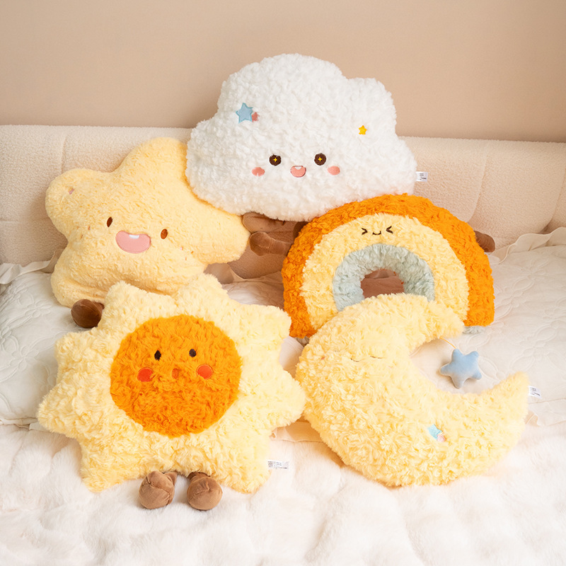 Cute Star and Cloud Plush Toys Weather Series Cushions for Sleeping Sun and Moon Pillows Supermarket Hot Sale Wholesale
