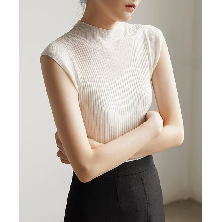 Ice Silk Translucent Gradient Inner Sleeveless Sweater, Feminine Commuter Outer Summer Top
