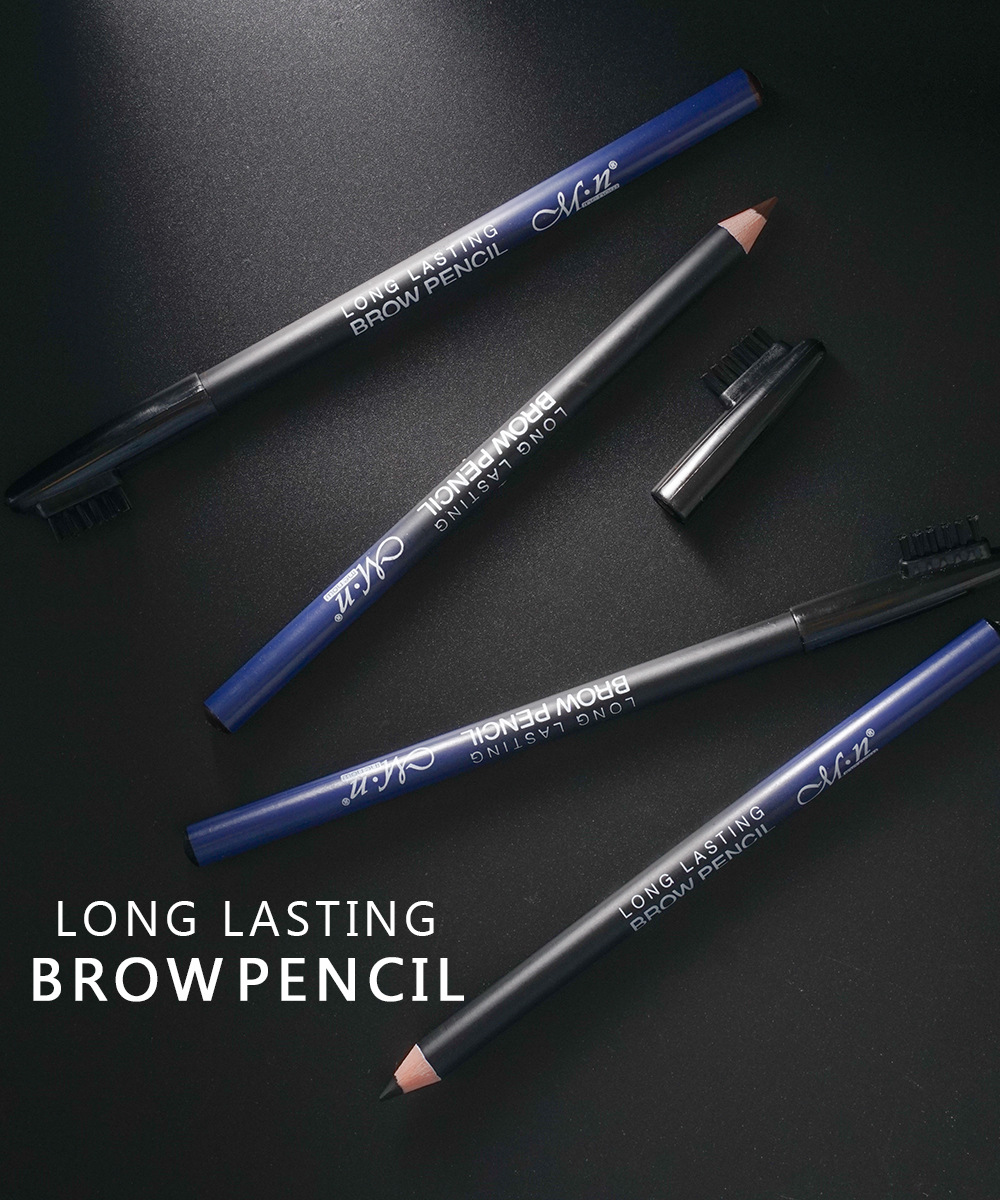 12 pieces per box of Cool Black wooden hard core eyebrow pencils. The water is not easy to smudge tattoos. The eyebrow pencils come with brushes Item Picture