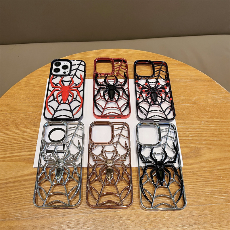 メタリック塗装の透かし彫り放熱スパイダー電気メッキ携帯電話ケース iPhone17promax対応 Apple16/15対応 輸出入向け|undefined