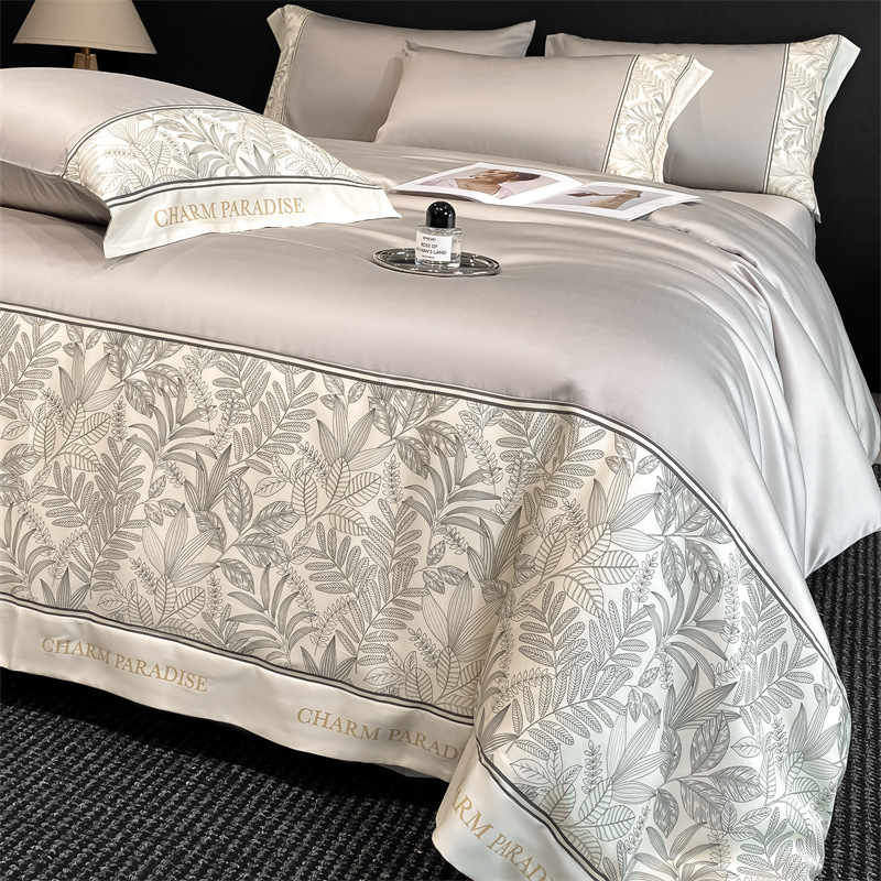 Parure de lit en coton lavé avec housse de couette et draps_voghion.com